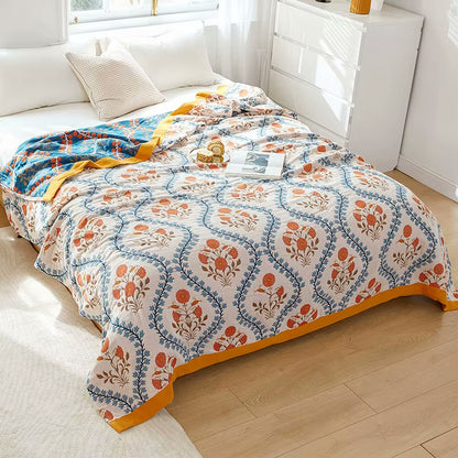 Antheia 1 Regal Floral Cotton Bedding Reversible Quilt Coverlet