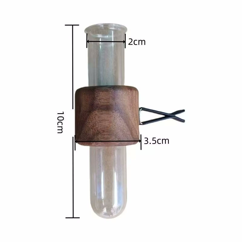 Circle Style Wood & Glass Tube Car Bud Vase With Vent Clip