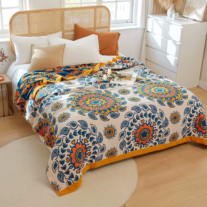 Emberlea 1 Regal Floral Cotton Bedding Reversible Quilt Coverlet