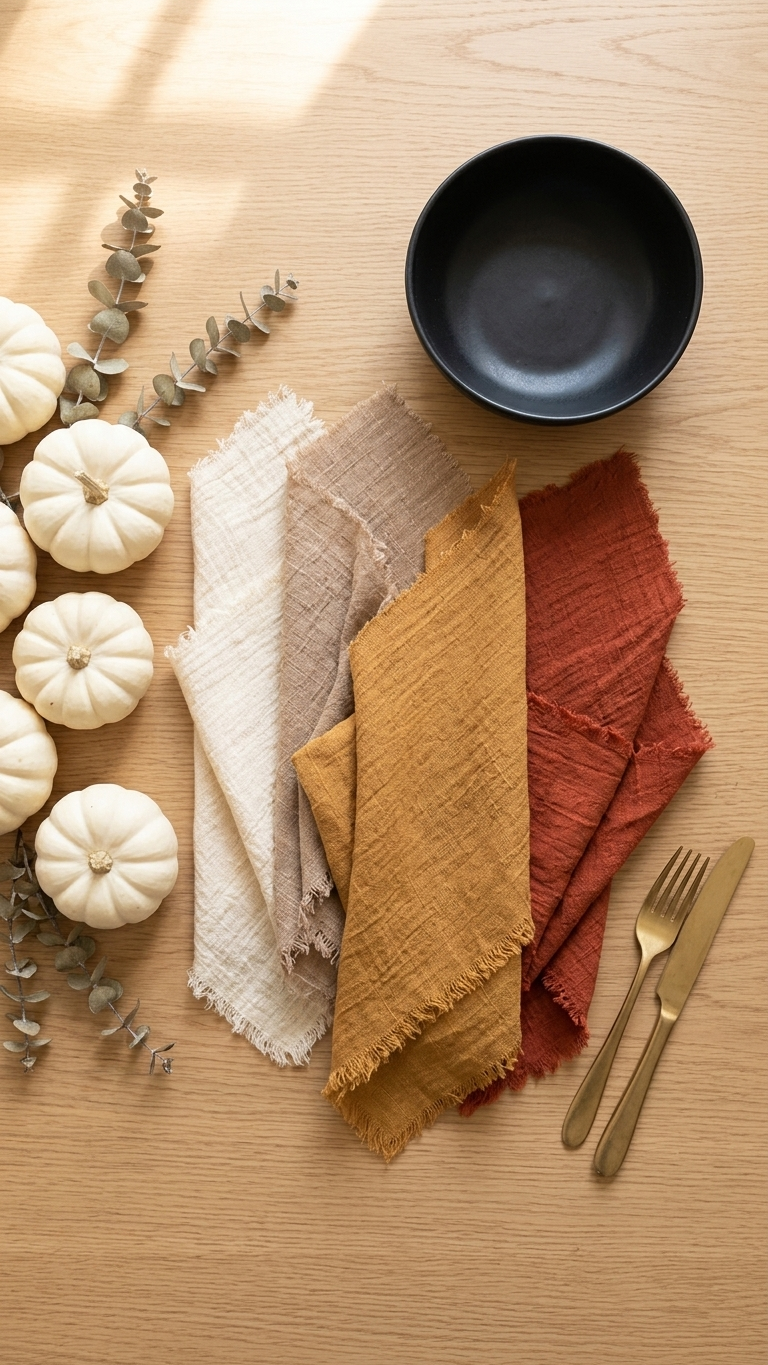Fall Decor Pumpkins Autumn Tablescapes With Rustic Cotton Cloth Napkins