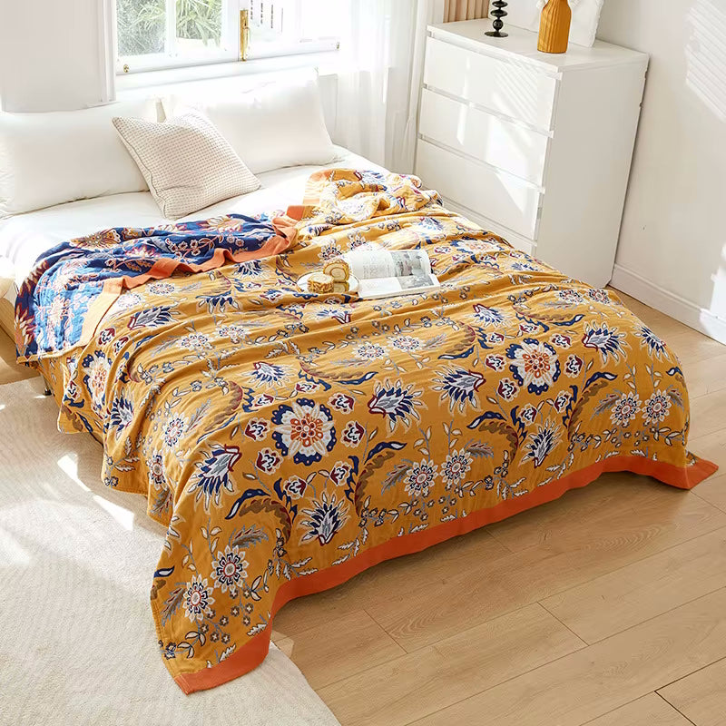 Harvestella 3 Regal Floral Cotton Bedding Reversible Quilt Coverlet