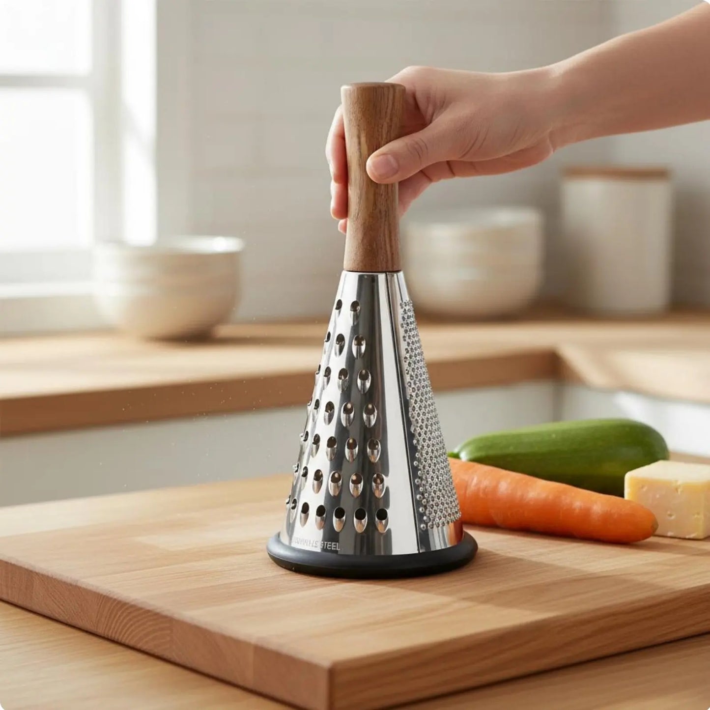 Luxury Chef Stainless Steel Cone Grater With Wood Handle