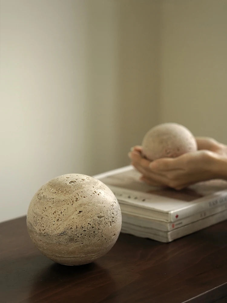 Luxury Home Decor Chiaro Travertine Stone Spheres Decorative Balls