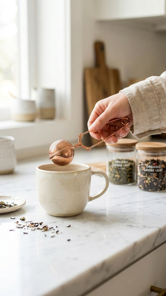 Organic Living Loose Leaf Tea Strainer Rose Gold Tea Utensil