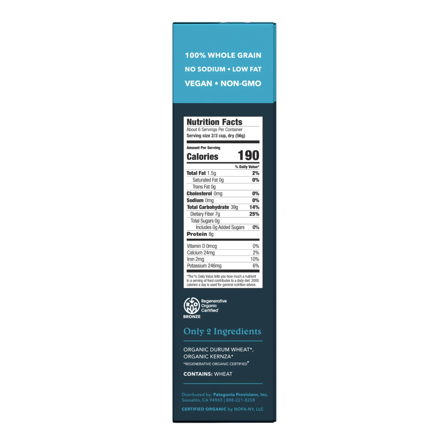 Whole Grain Organic 2 Ingredient Pasta With Kernza Patagonia Provisions