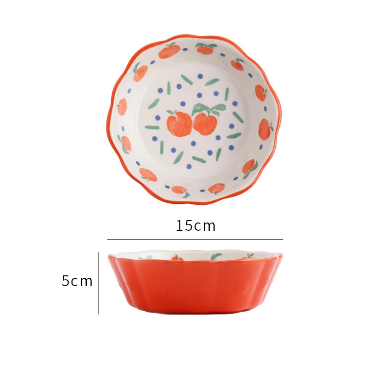 Peaches Cottage Vintage Style Fruity Ceramic Bowl Orange