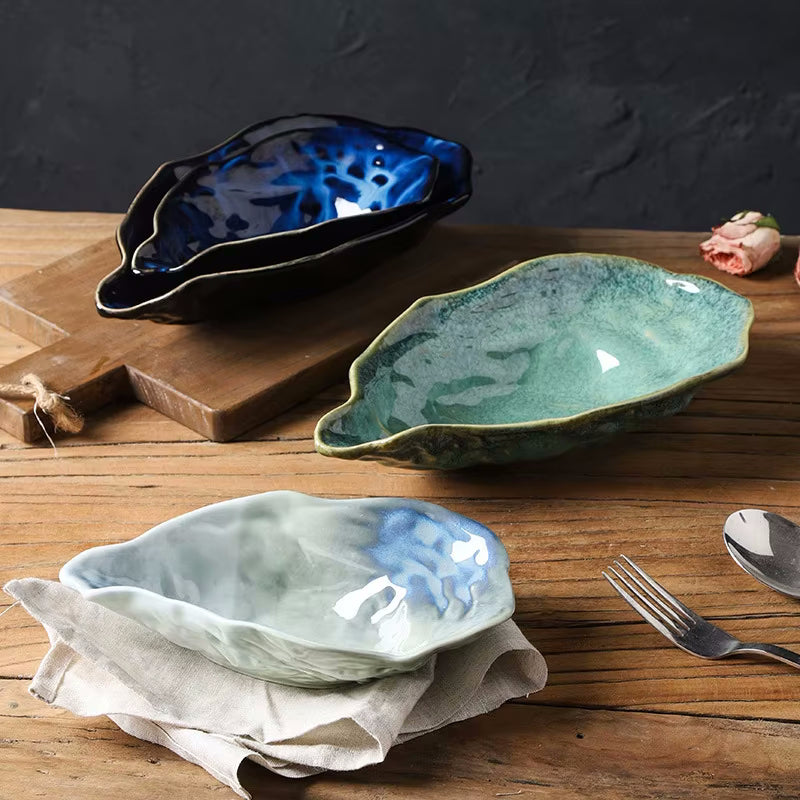 Seashore Oyster Shaped Ceramic Decorative Tableware Beautiful Gradient  Coastal Serveware