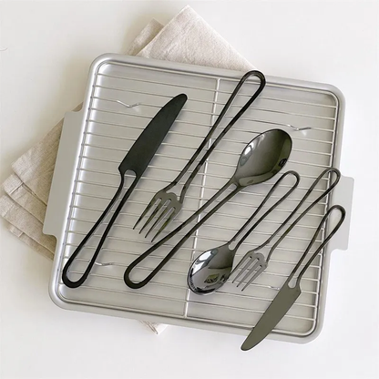 Kitchenware And Minimalist Cut Out Handle Style Flatware Pieces Knives Forks Spoons