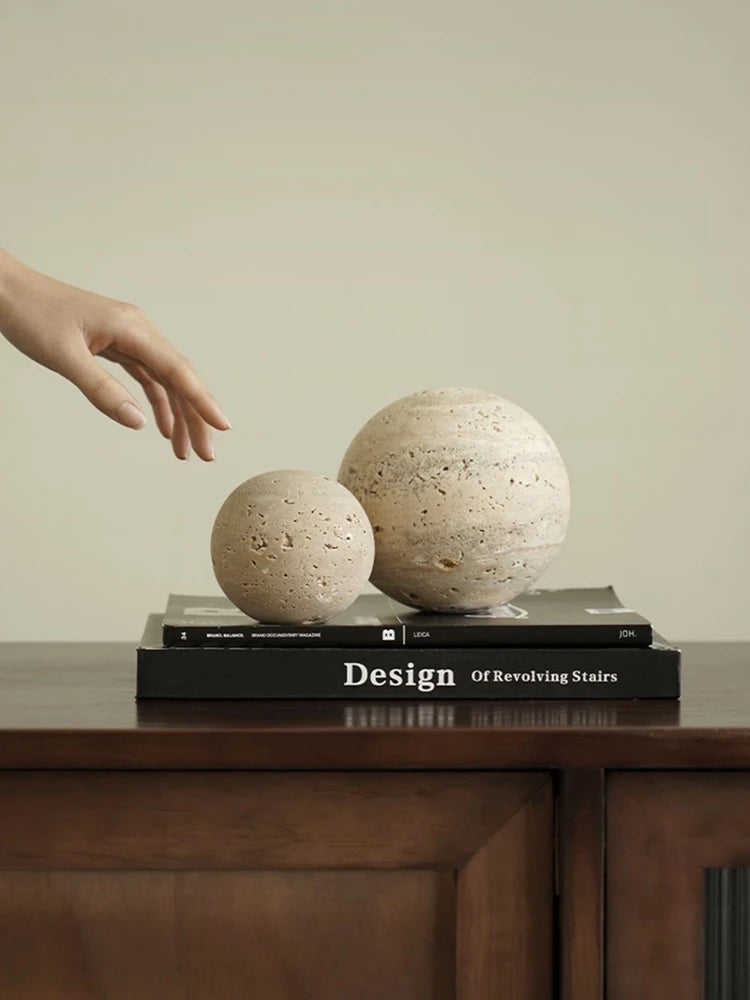 Travertine Stone Chiaro Decorative Spheres Luxury Home Decor