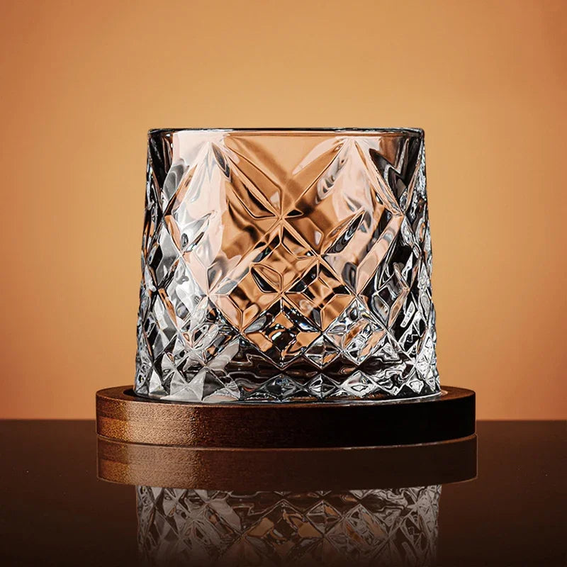 Yacht Club Style Luxury Barware Drinking Glass Tumbler With Bamboo Coaster