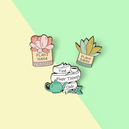 Terra Powders Colorful Pins Plant Mama Plant Daddy The Finer Things Club Lapel Pins