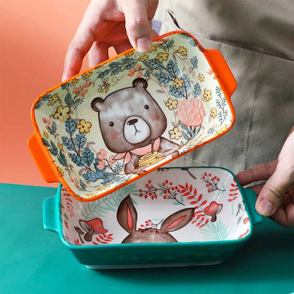 Holding Nordic Forest Friends Cute Woodland Animal Bakeware Dishes