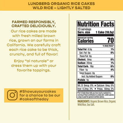 Lundberg Organic Rice Cakes Wild Rice Lightly Salted Ingredients